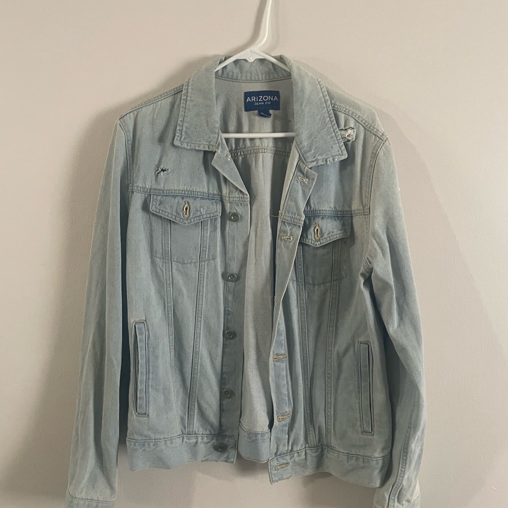 Arizona Jean Co Distressed Denim Jacket | Light Wash Size M